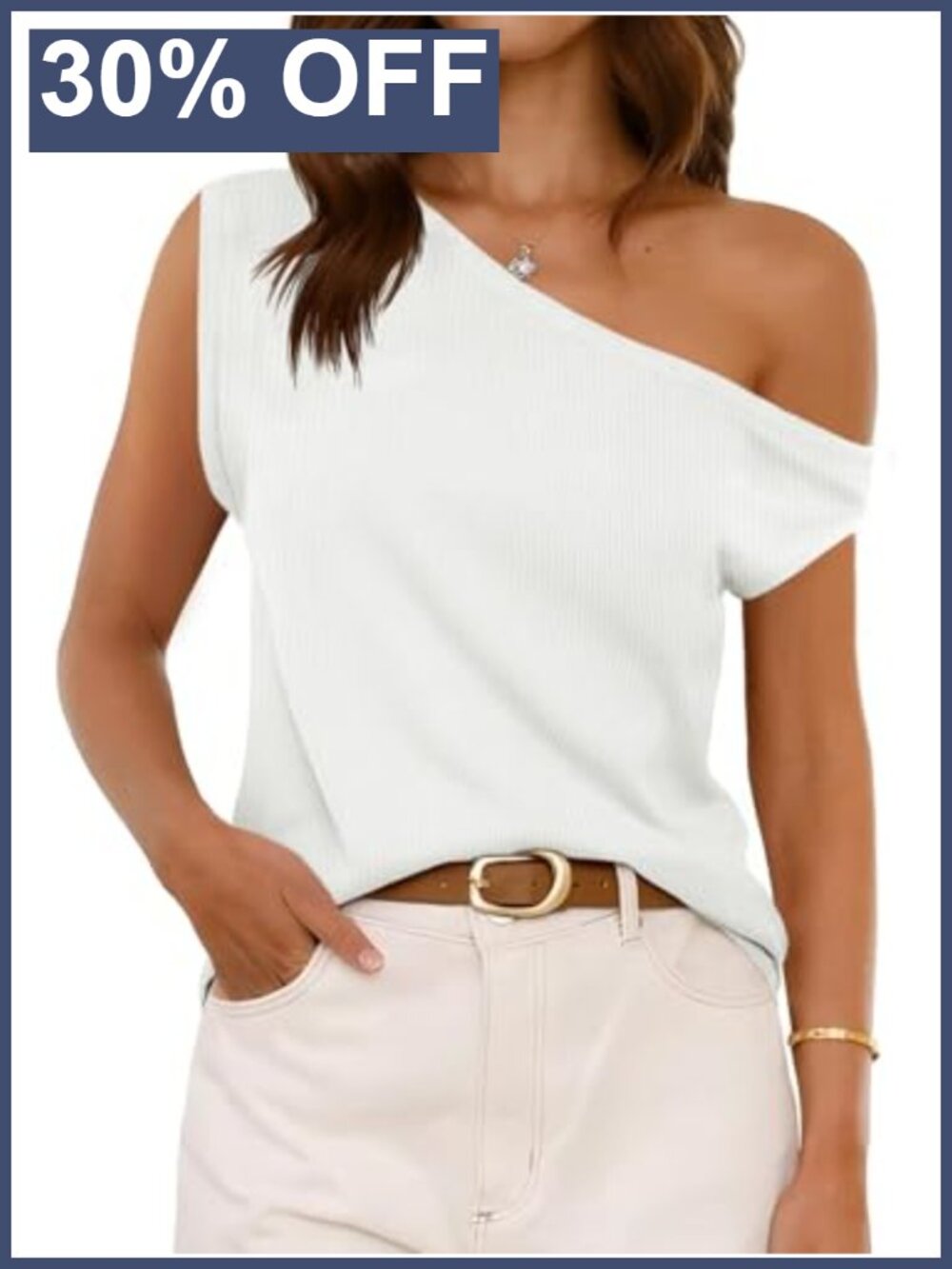 Off Shoulder Ribbed Knit Tank Top Sleeveless Summer Casual